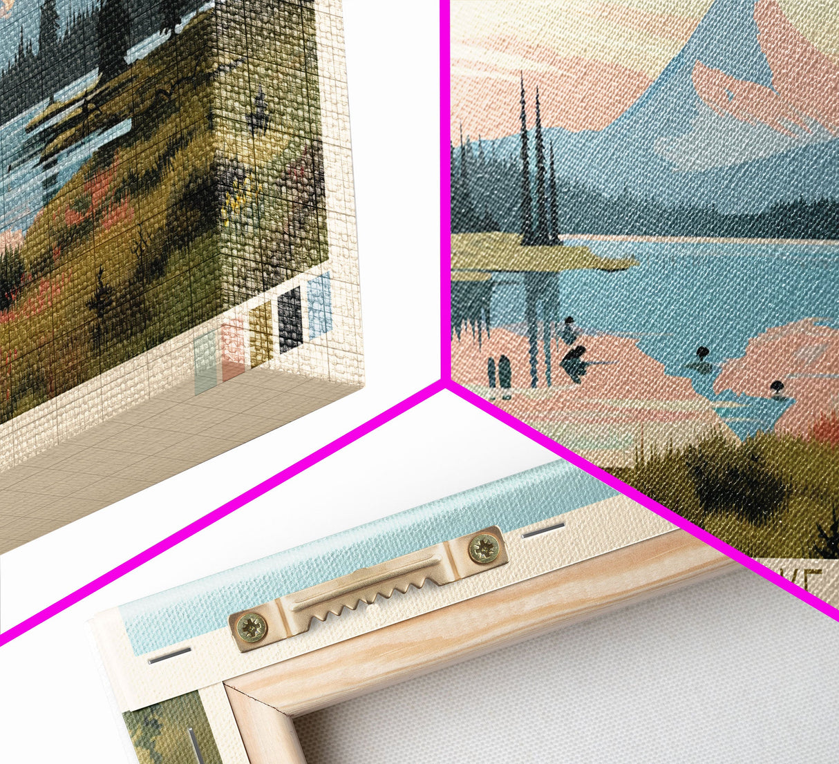 Sparks Lake, Oregon Framed Canvas Print, Lake House Decor, Midcentury Modern Art, Pop Art, Travel Poster, Bedroom Wall Art