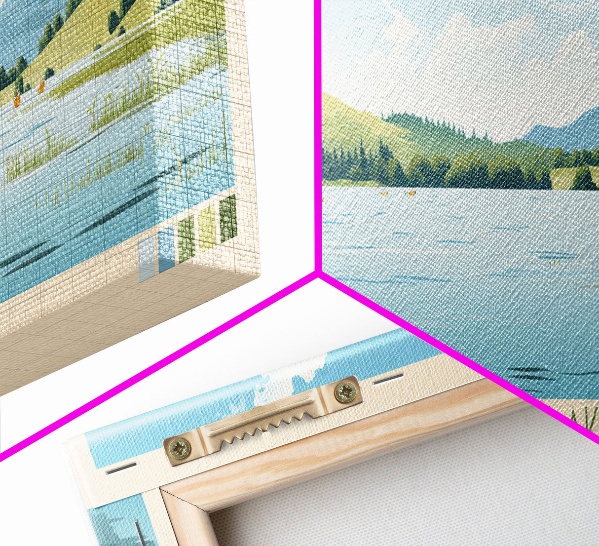 Spofford Lake, New Hampshire Framed Canvas Print, Lake House Art, Midcentury Modern Decor, Pop Art, Travel Poster, Living Room Wall Art