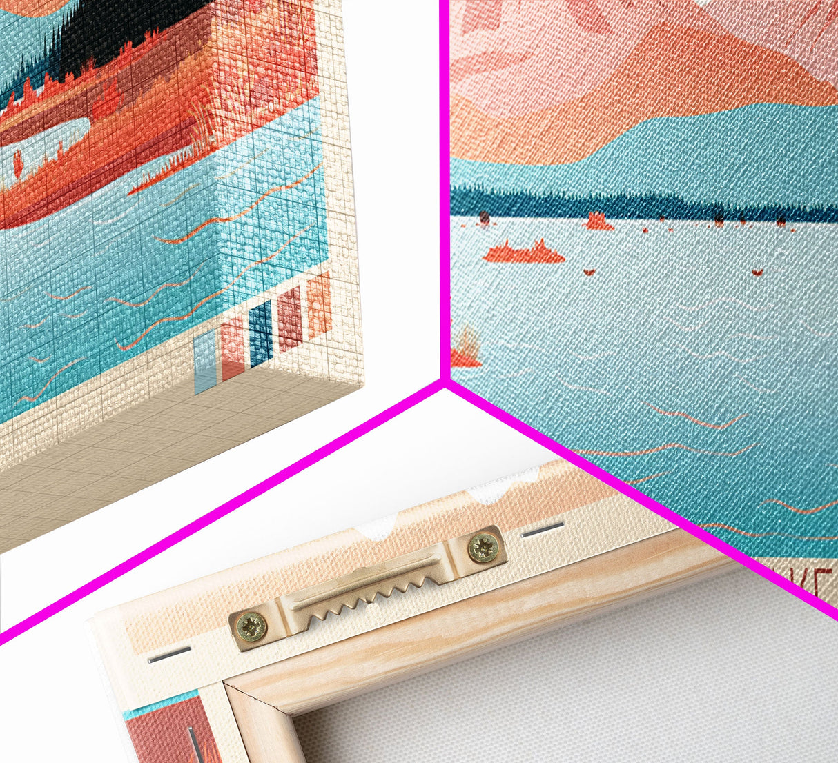 Stanley Lake, Idaho Framed Canvas Print, Lake House Art, Midcentury Modern Decor, Pop Art, Travel Poster, Living Room Wall Art