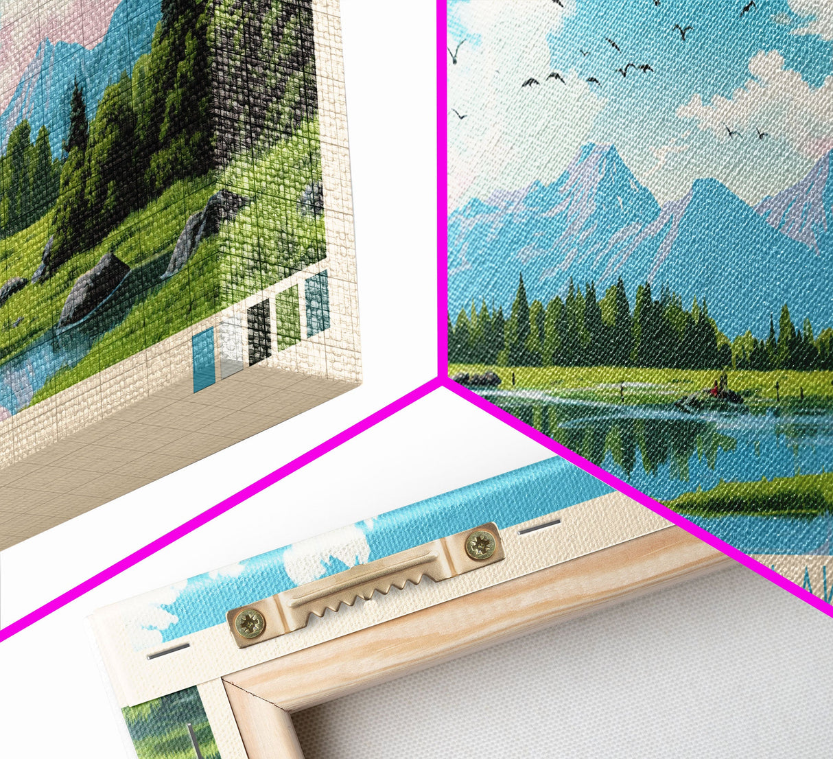 Strawberry Lake, Oregon Framed Canvas Print, Lake House Art, Midcentury Modern Decor, Pop Art, Travel Poster, Living Room Wall Art