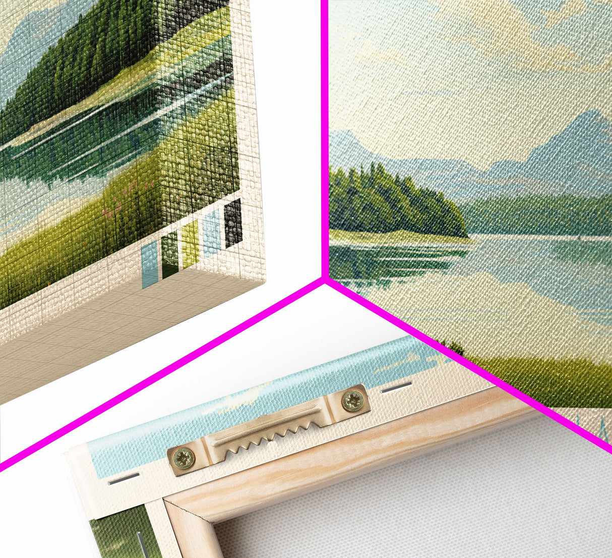 Summerville Lake, West Virginia Framed Canvas Print, Lake House Art, Midcentury Modern Decor, Pop Art, Travel Poster, Living Room Wall Art