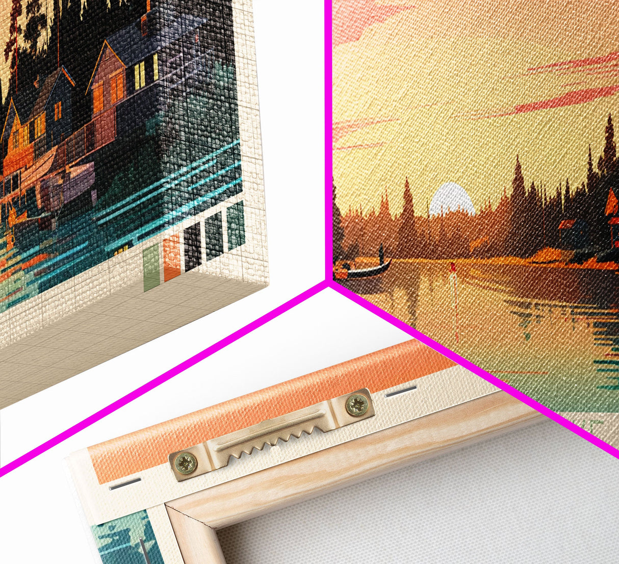 Sylvan Lake, South Dakota Framed Canvas Print, Lake House Art, Midcentury Modern Decor, Pop Art, Travel Poster, Living Room Wall Art