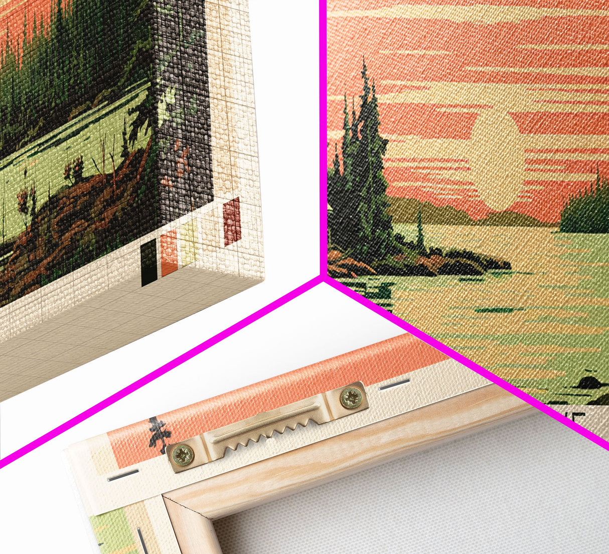 Tobin Lake, Saskatchewan Framed Canvas Print, Lake House Art, Midcentury Modern Decor, Pop Art, Travel Poster, Bedroom Wall Art