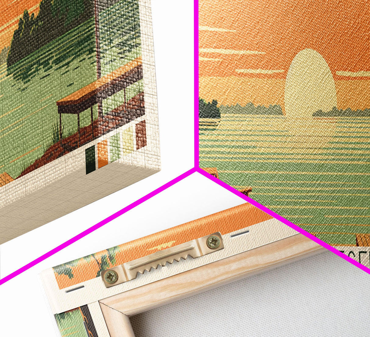 Toledo Bend Reservoir, Louisiana Framed Canvas Print, Lake House Art, Midcentury Modern Decor, Pop Art, Travel Poster, Bedroom Wall Art