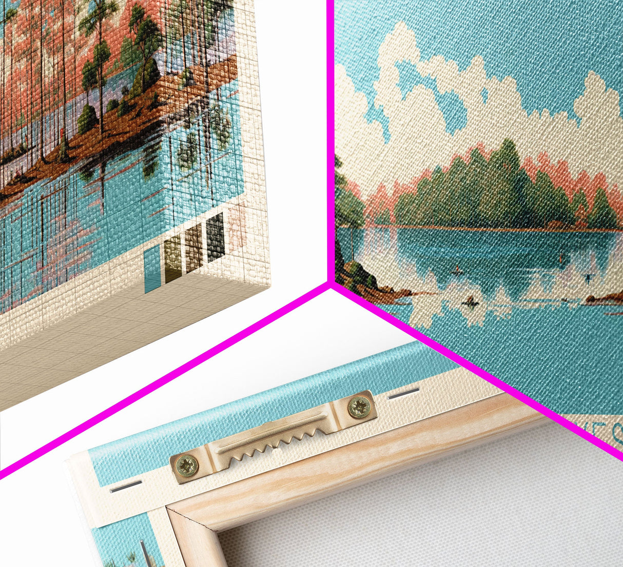 Trophy Lakes, South Carolina Framed Canvas Print, Lake House Decor, Midcentury Modern Art, Pop Art, Travel Poster, Living Room Wall Art