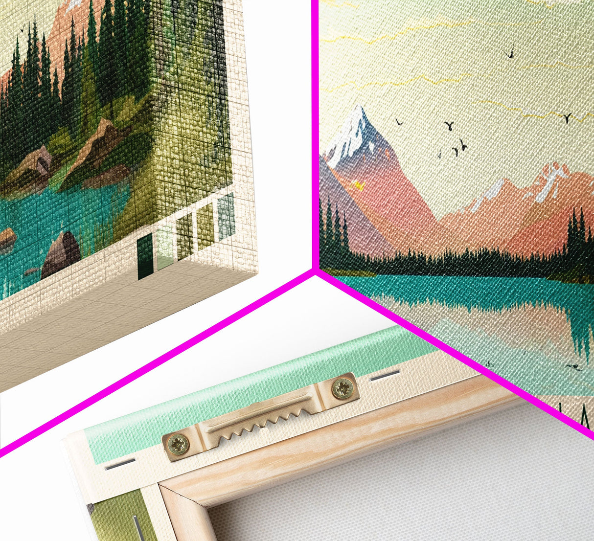 Tuklomarak Lake, Alaska Framed Canvas Print, Lake House Art, Midcentury Modern Decor, Pop Art, Travel Poster, Bedroom Wall Art