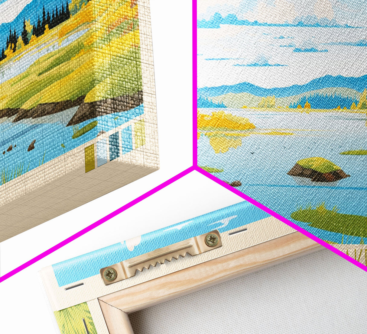 Tulemalu Lake, Nunavut Framed Canvas Print, Lake House Decor, Midcentury Modern Art, Pop Art, Travel Poster, Living Room Wall Art