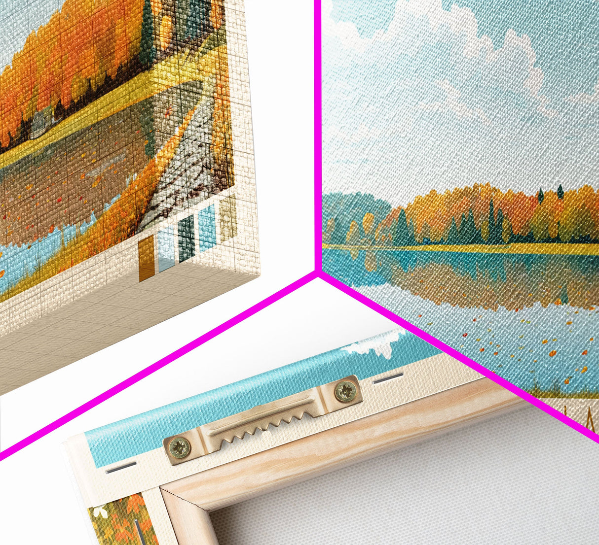 Turkeyfoot Lake, Ohio Framed Canvas Print, Lake House Art, Midcentury Modern Decor, Pop Art, Travel Poster, Bedroom Wall Art