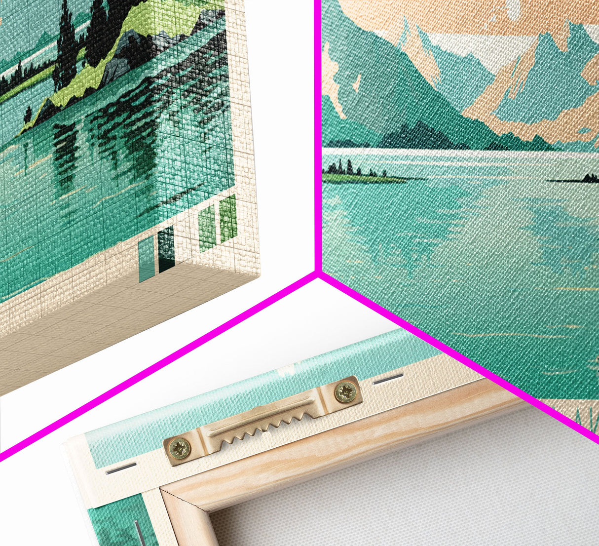 Tustumena Lake, Alaska Framed Canvas Print, Lake House Decor, Midcentury Modern Art, Pop Art, Travel Poster, Living Room Wall Art