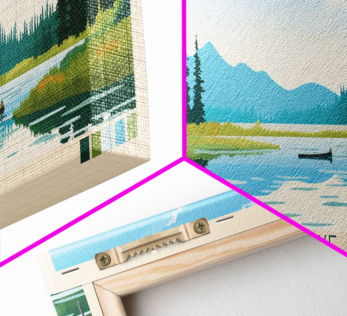 Tutna Lake, Alaska Framed Canvas Print, Lake House Art, Midcentury Modern Decor, Pop Art, Travel Poster, Bedroom Wall Art