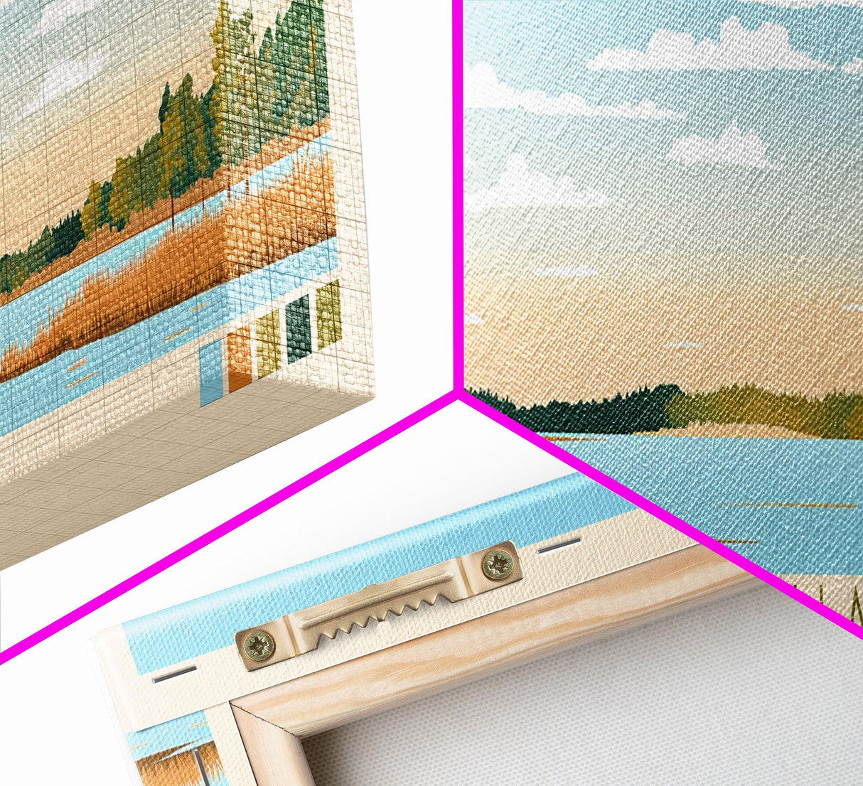 Tuttle Creek Lake, Kansas Framed Canvas Print, Lake House Decor, Midcentury Modern Art, Pop Art, Travel Poster, Living Room Wall Art