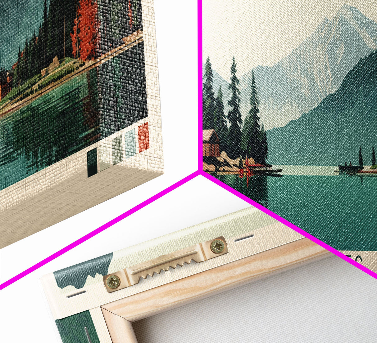 Twin Lakes, Alaska Framed Canvas Print, Lake House Art, Midcentury Modern Decor, Pop Art, Travel Poster, Bedroom Wall Art