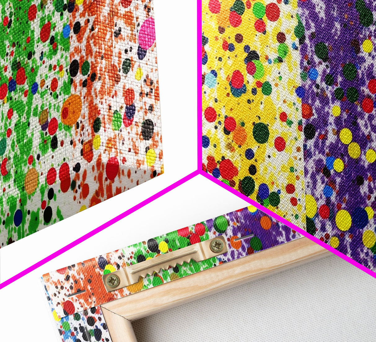 Rainbow Splatter Art, Framed Canvas Print, Graffiti / Splatter Painting, Colorful Decor, Ally Art, Polka Dot Wall Art
