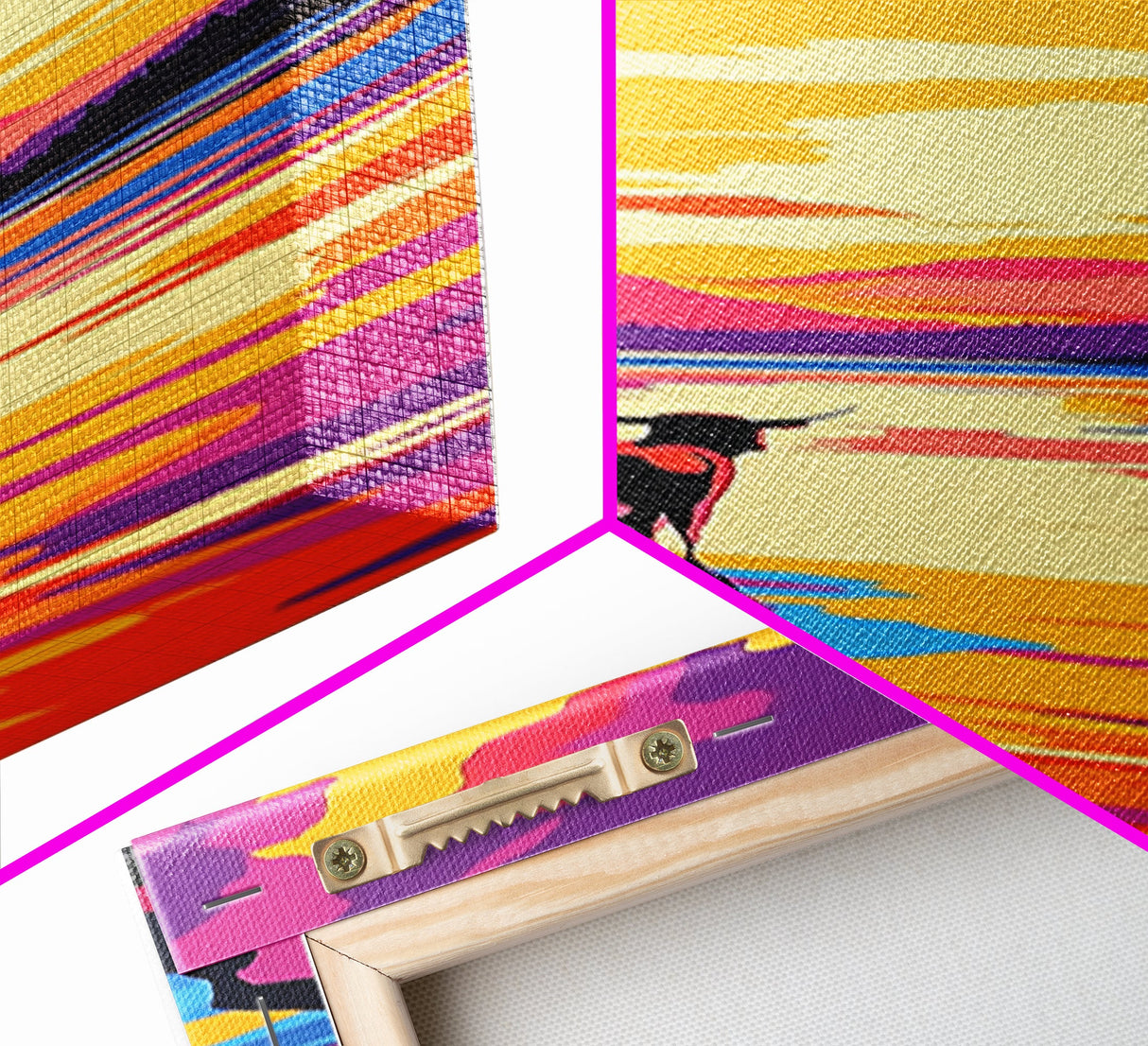 Sunset Cowboy Art Framed Canvas Print Vibrant Western Wall Art, Chicano Art, Colorful Wall Art, Southwest Wall Art, Extra Wide Art