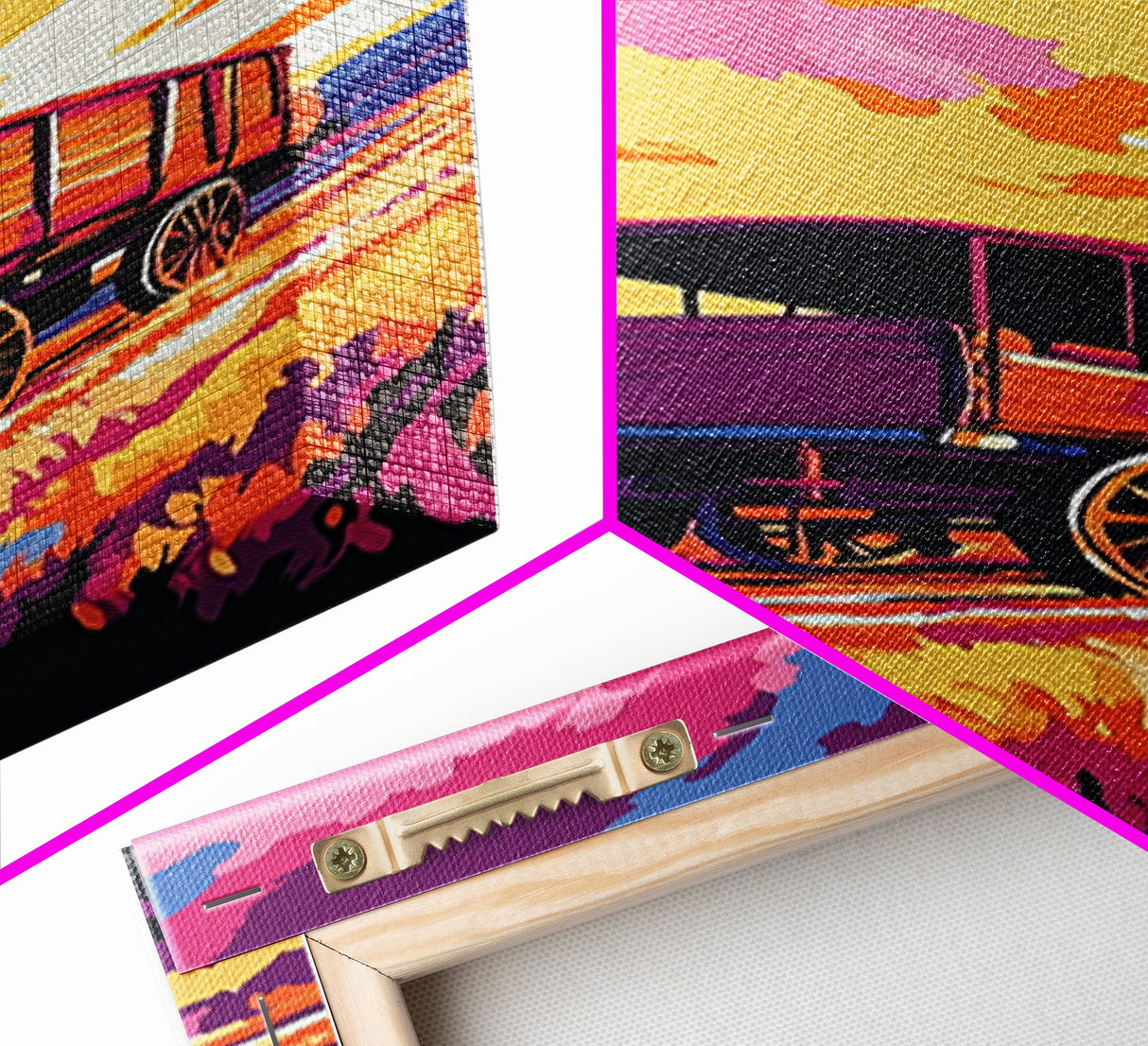 Bold Colorful Wagon Framed Canvas Print Rustic Wall Art Southwest Art Above Sofa Art Farmhouse Decor Moody Art