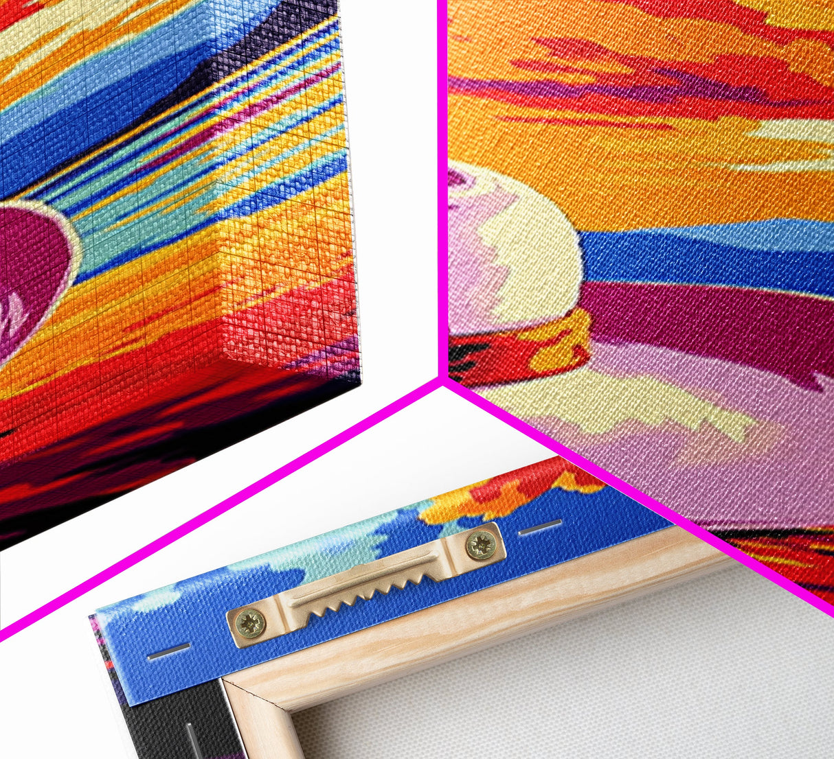 Vibrant Cowboy Hat Canvas Print pink orange wall art southwest wall art extra wide art rustic wall art coastal cowgirl wall art