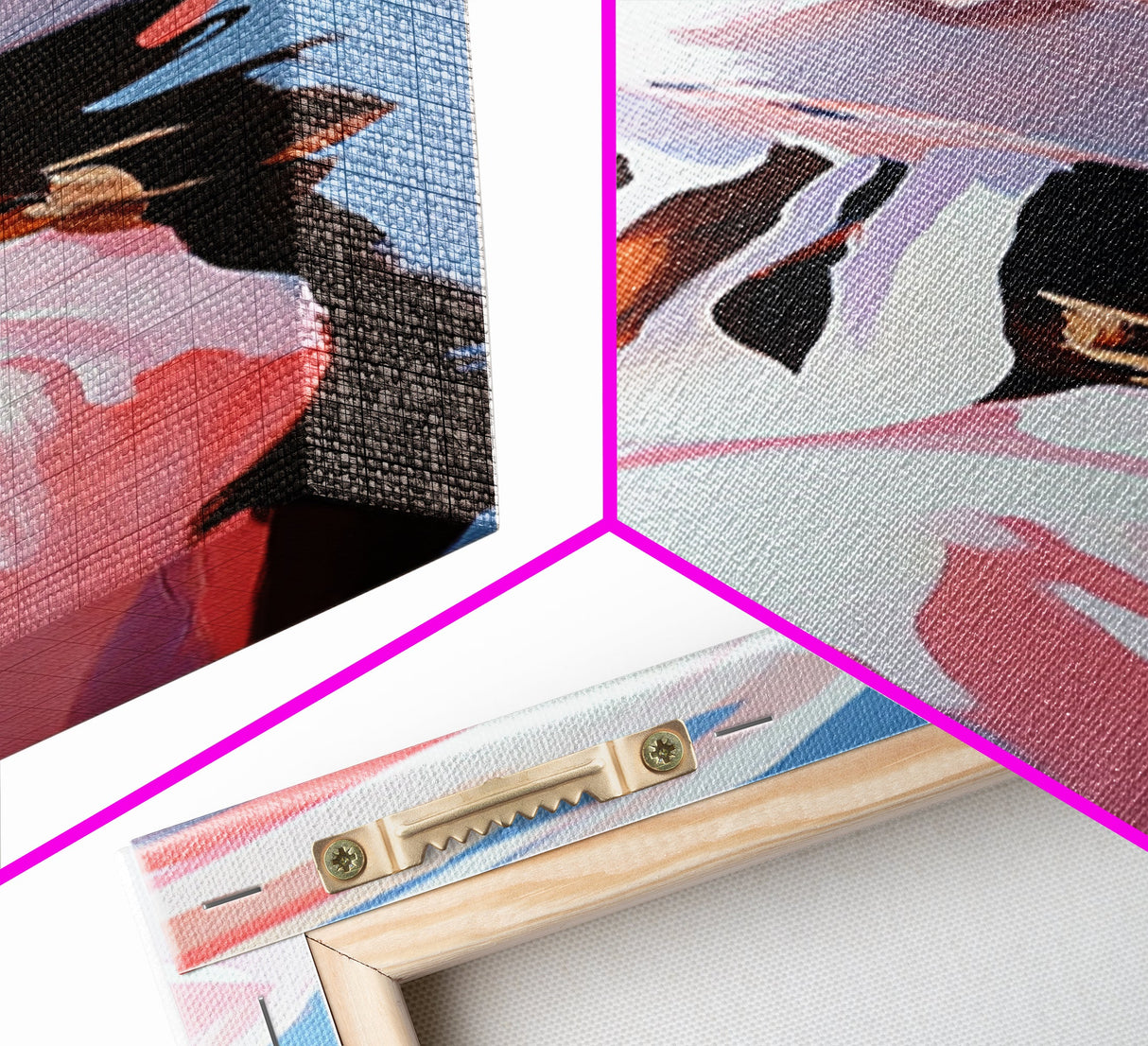 Pink Headdress Woman Canvas Print Wall Art Colorful Graffiti Wall Art Tall Narrow Art