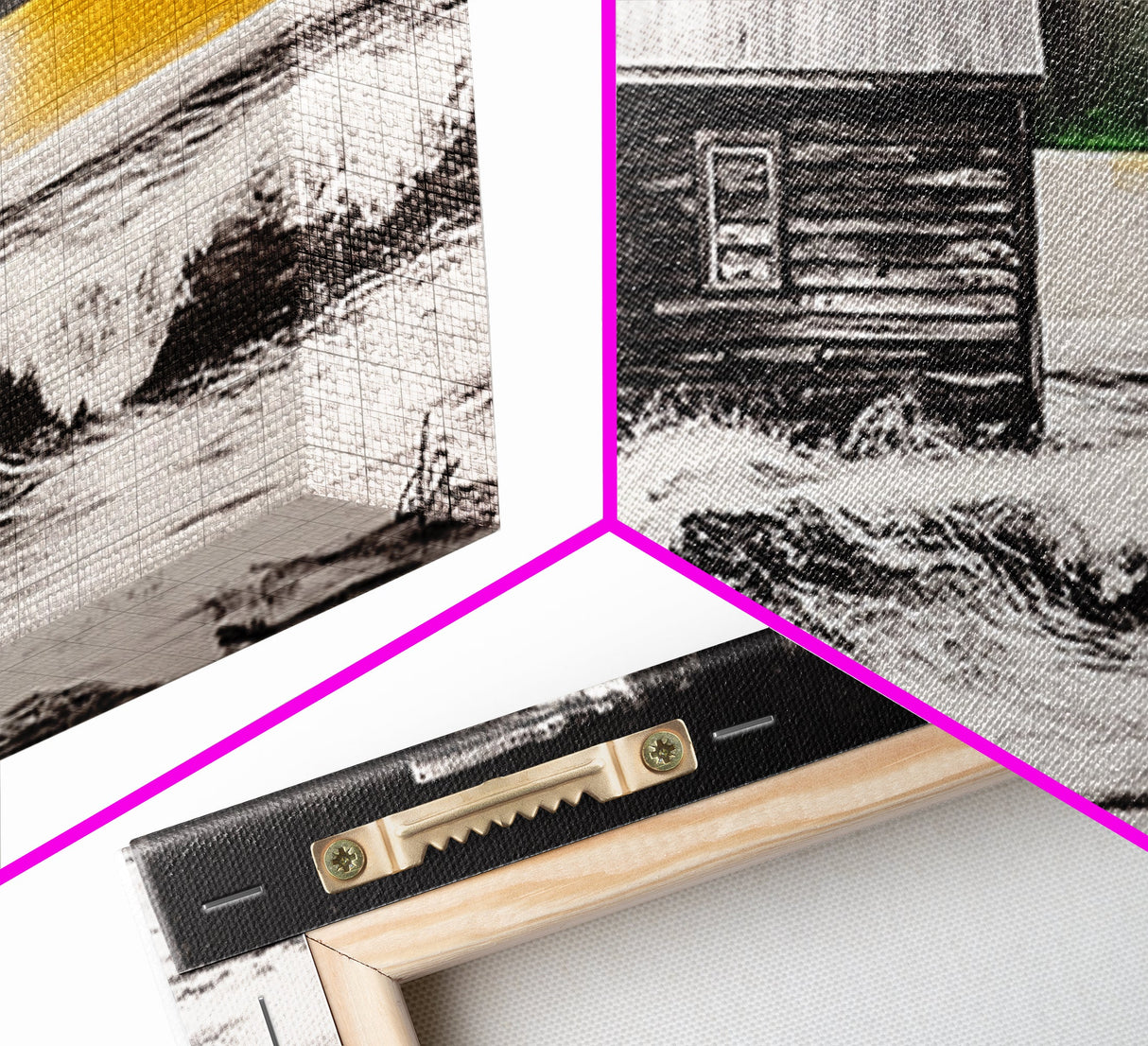 Wooden Cabin, rustic wall art, farmhouse art, barn landscape oil painting, moody art, dark romance painting, Framed Canvas Print, western decor