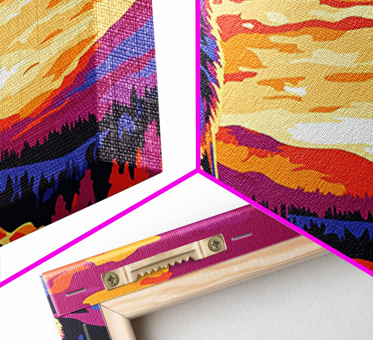 Howling Wolf, mountain painting, pine tree art, rustic decor, panoramic painting, southwest wall art, landscape painting, Canvas Print, gift