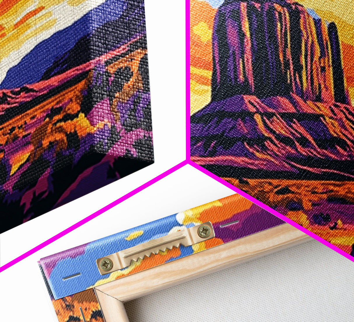 Monument Valley, desert painting, southwest wall art, mountain painting, boho art, panoramic art, Canvas Print, rustic wall art, cowboy gift