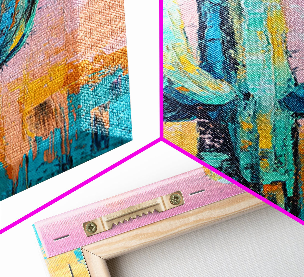 Abstract Cactus Painting, Boho Desert Art, Pink Green Wall Art, Southwest Wall Decor, Framed Canvas Print, Bold Colorful Art