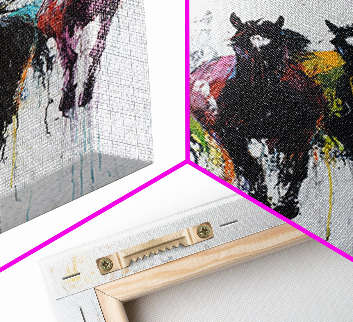 Modern Cowgirl, Western Fashion, Framed Canvas Print, black cowgirl painting, pink abstract art, light pink wall art, bold color art, gift idea for her