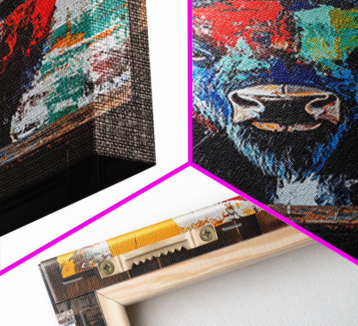 Abstract Bison, Graffiti Wall Art, Bold Colors, Rustic Wall Art, Framed Canvas Print, Farmhouse Art, Southwest Decor, Western Art