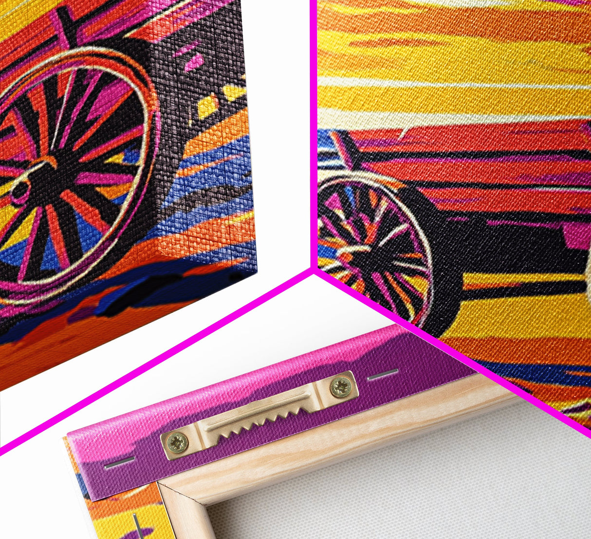 Western beach wagon, rustic decor, pink orange wall art, coastal cowgirl wall art, framed canvas print, above sofa art, boho art