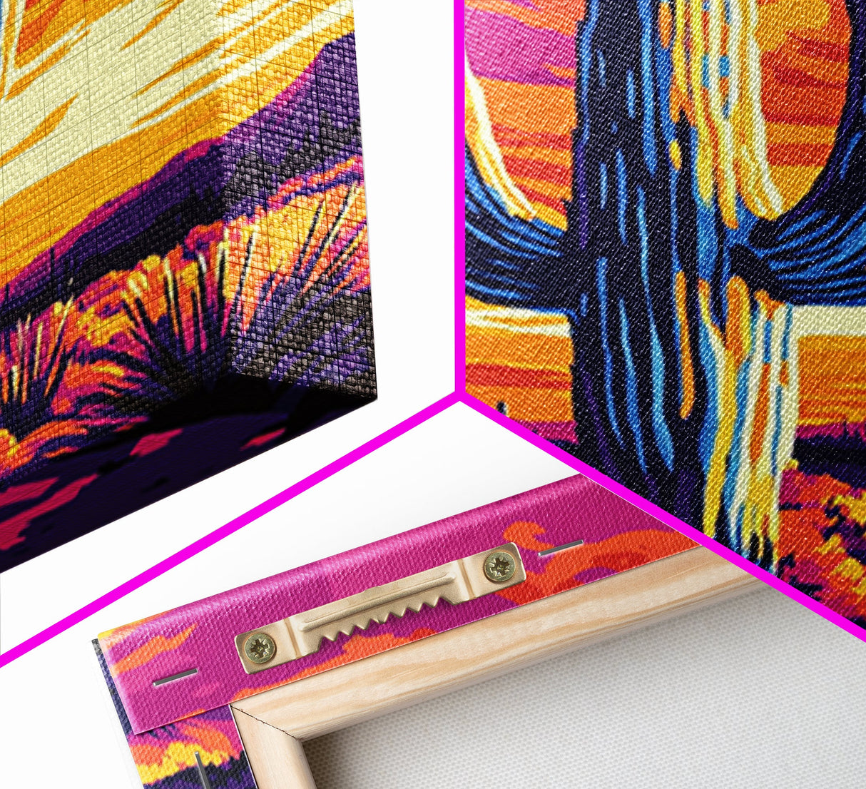 Saguaro Cactus, Desert Sunset, Vibrant Landscape, Southwest Wall Art, Canvas Print, Extra Wide Art, Rustic Decor, Joshua Tree Art