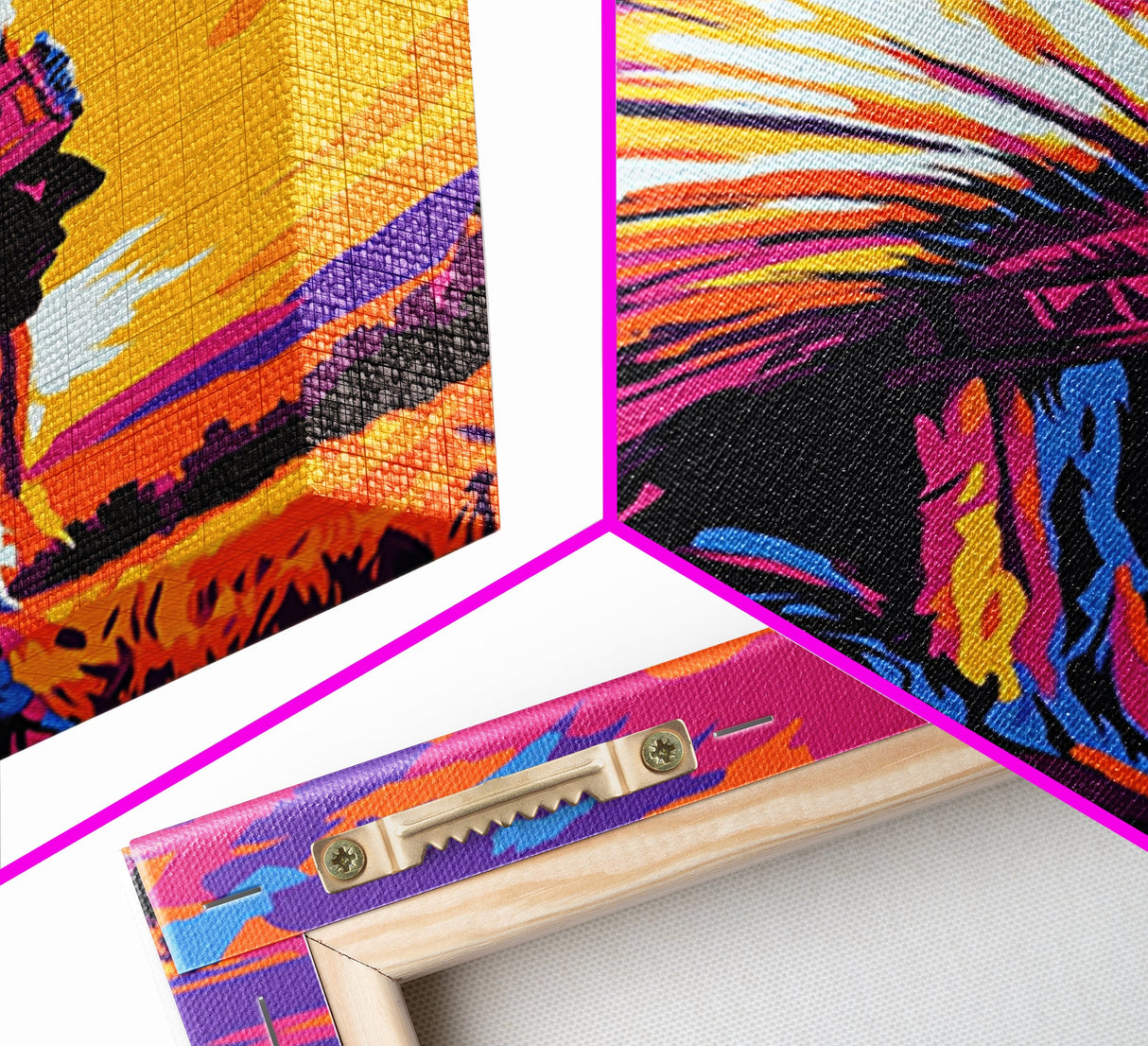 Native American Art, Bold Color Painting, Southwest Wall Art, Framed Canvas Print, Rustic Decor, Moody Art, Extra Wide Art, Gift Idea