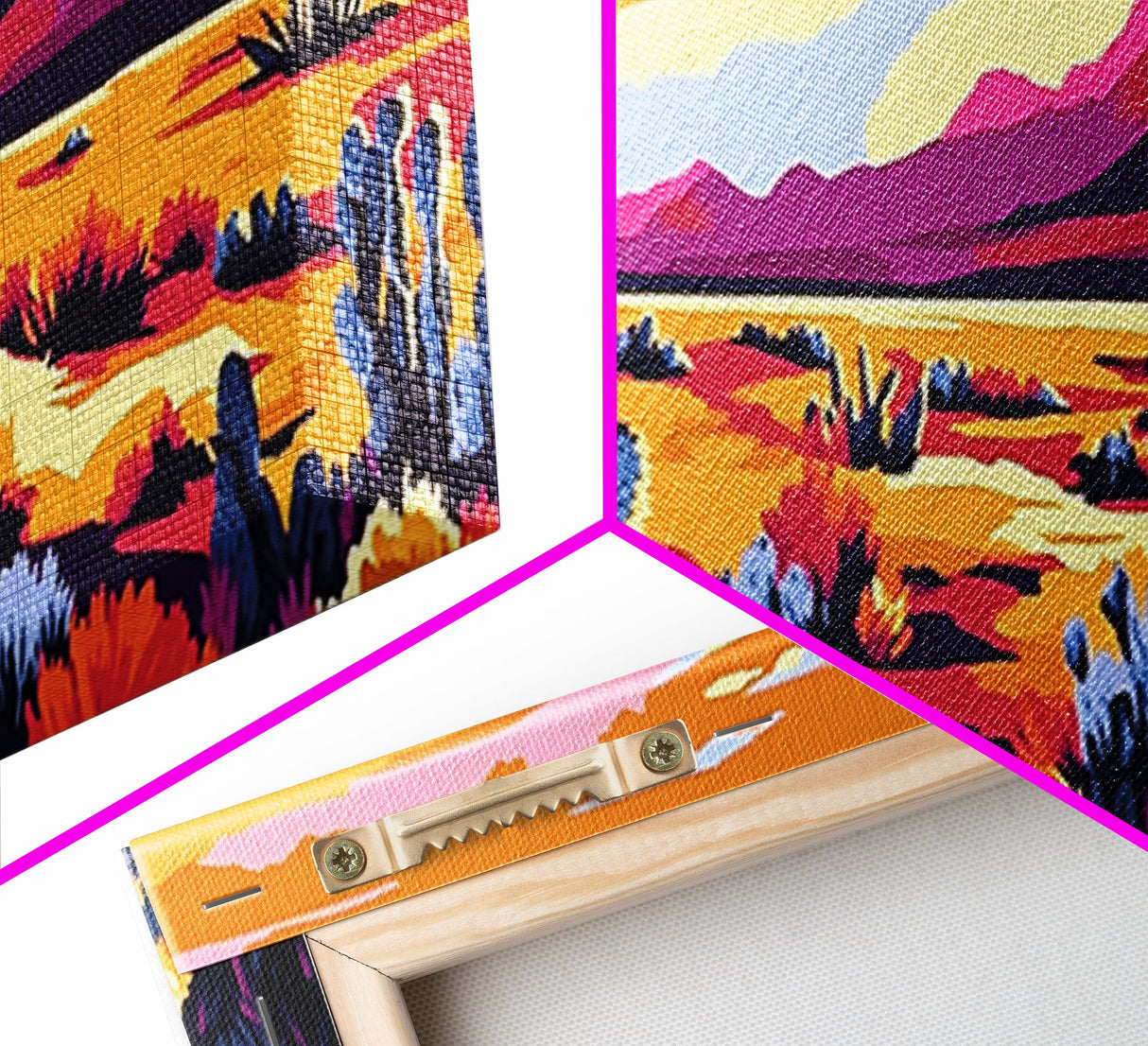 Pink Orange Wall Art, Framed Canvas Print, Extra Wide Art, Southwest Wall Art, Rustic Art, Desert Landscape Painting, Moody Art, Above Bed Art