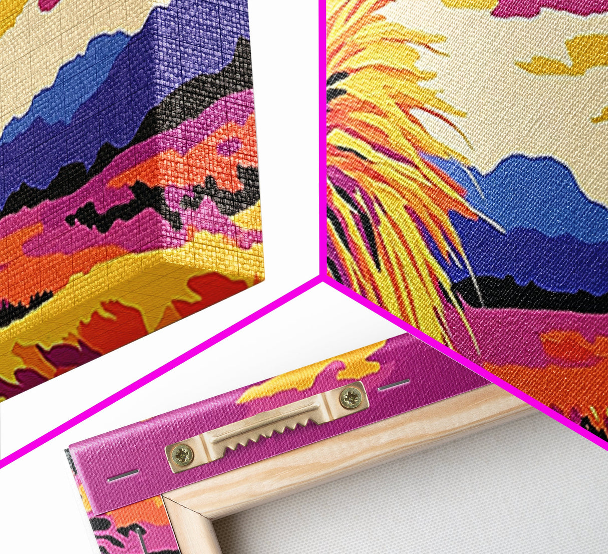 Southwest Desert Art, Joshua Tree Art, Pink Orange Wall Art, Sunset Painting, Abstract Art, Framed Canvas Print, Extra Wide Art