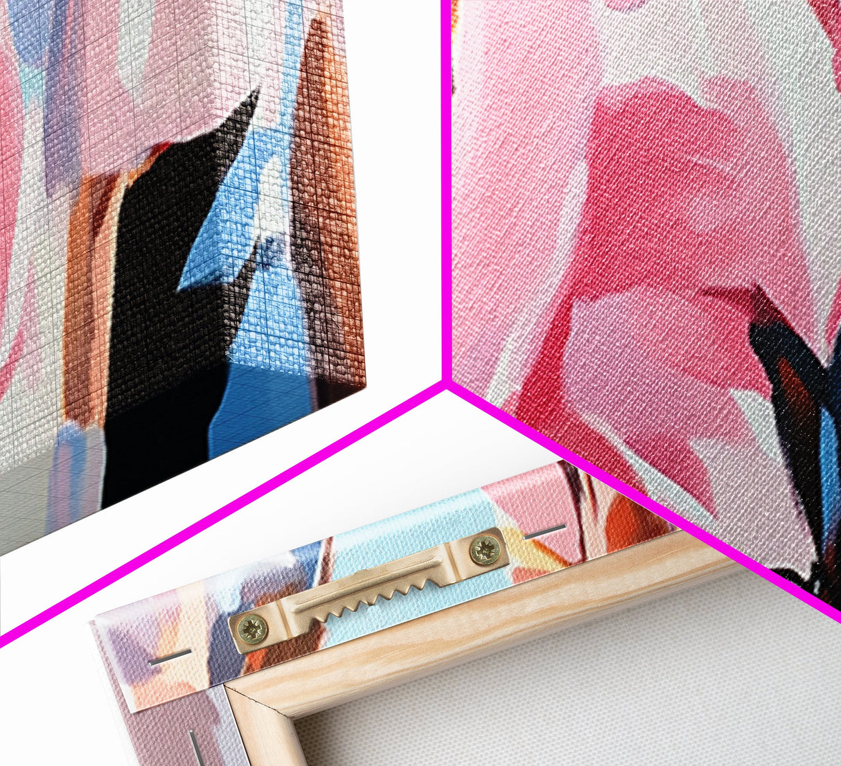 Cowgirl Trio, western art, black cowgirl painting, pink abstract art, extra wide art, light pink wall art, framed canvas print