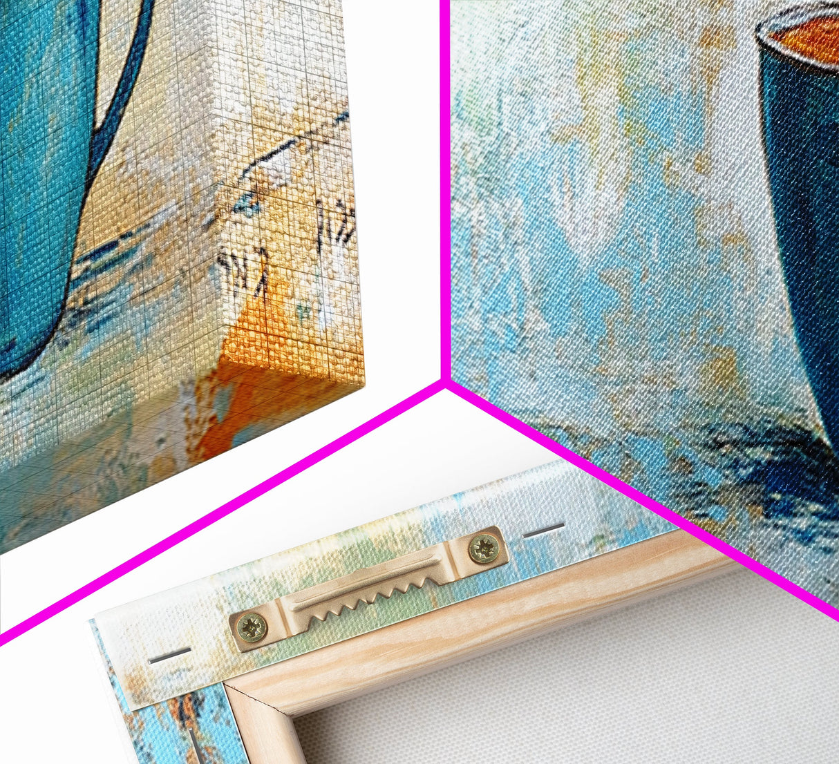 Blue Cup, coffee wall art, kitchen decor, rustic wall art, teal wall art, farmhouse art, Canvas Print, gift idea for her