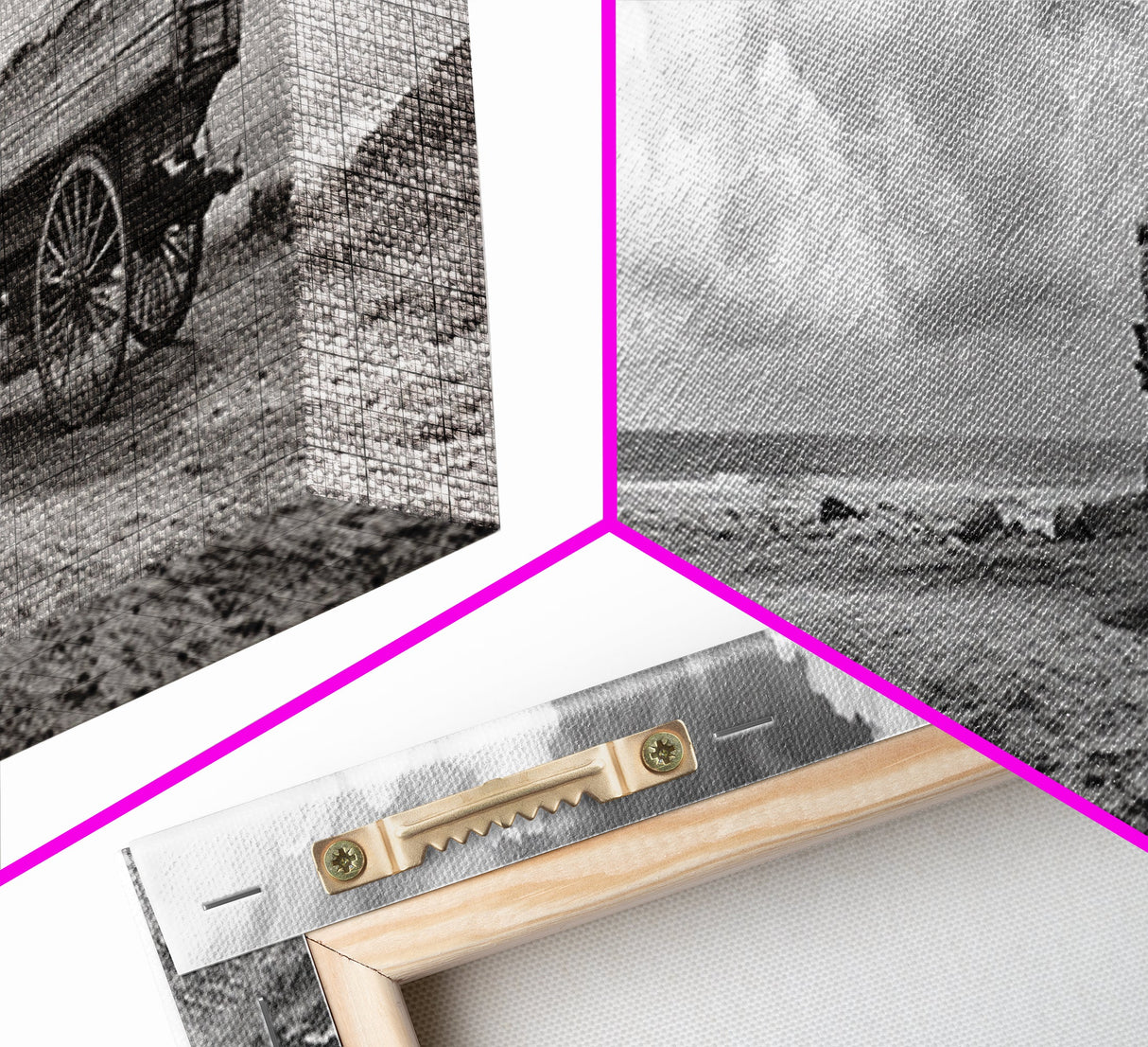 Rustic Wagon, coastal landscape art, extra wide art, panoramic painting, farmhouse art, framed canvas print, nautical wall art
