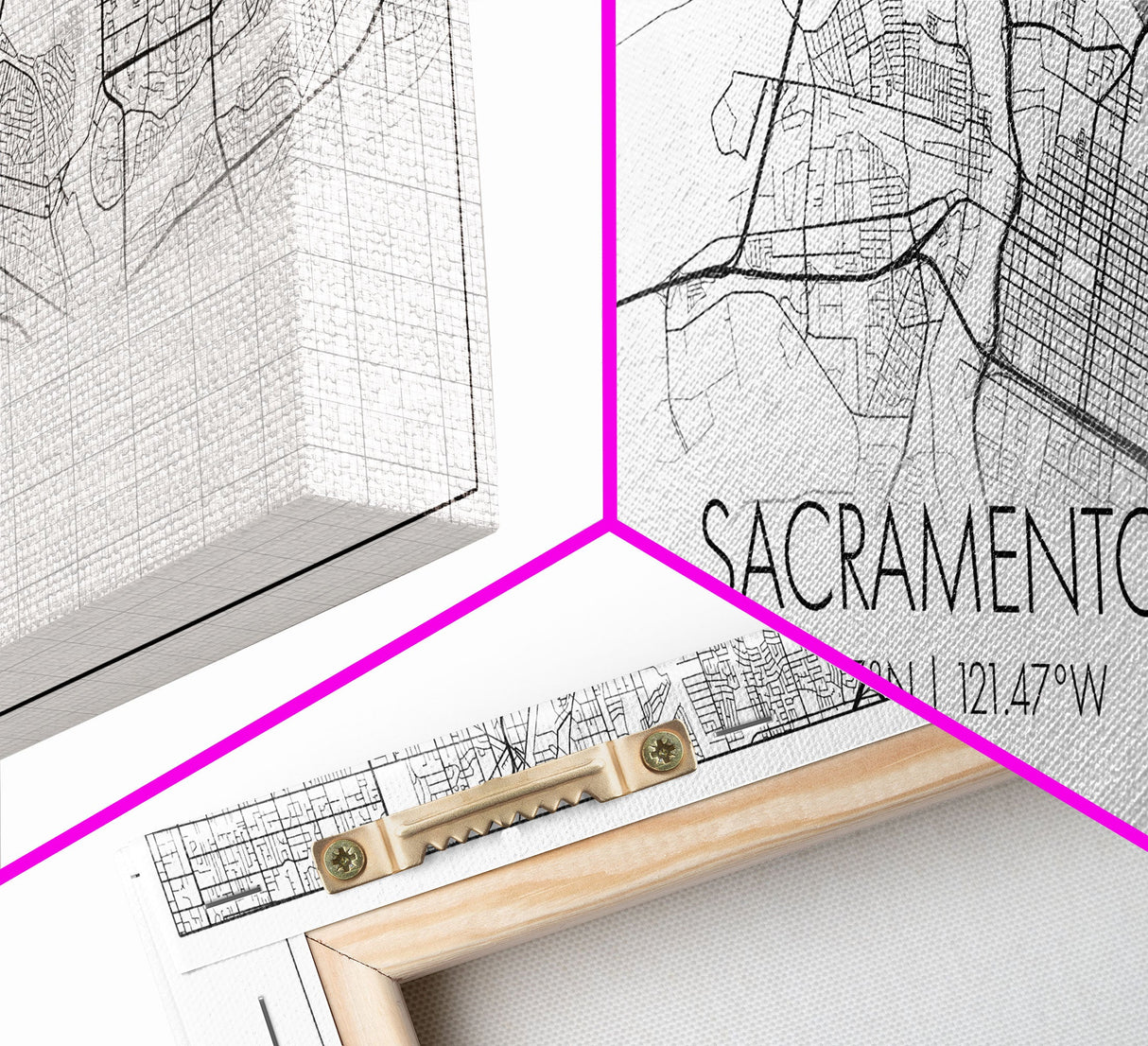 Panoramic Sacramento City Map, California Art, Map Print, Minimalist Wall Art, Canvas Art, Housewarming Gift, Street Map Art, Closing Gift