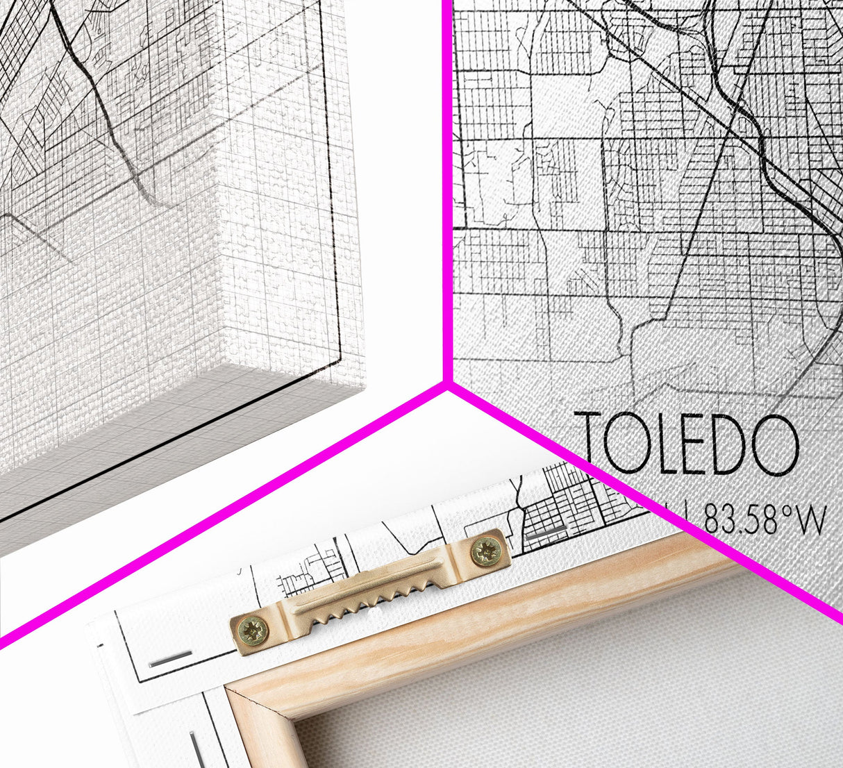 Toledo City Map, Ohio Art, Map Print, Modern Wall Art, Wall Art, Canvas Art, Landscape Art Print, Gift For Boss, Ranch House Décor