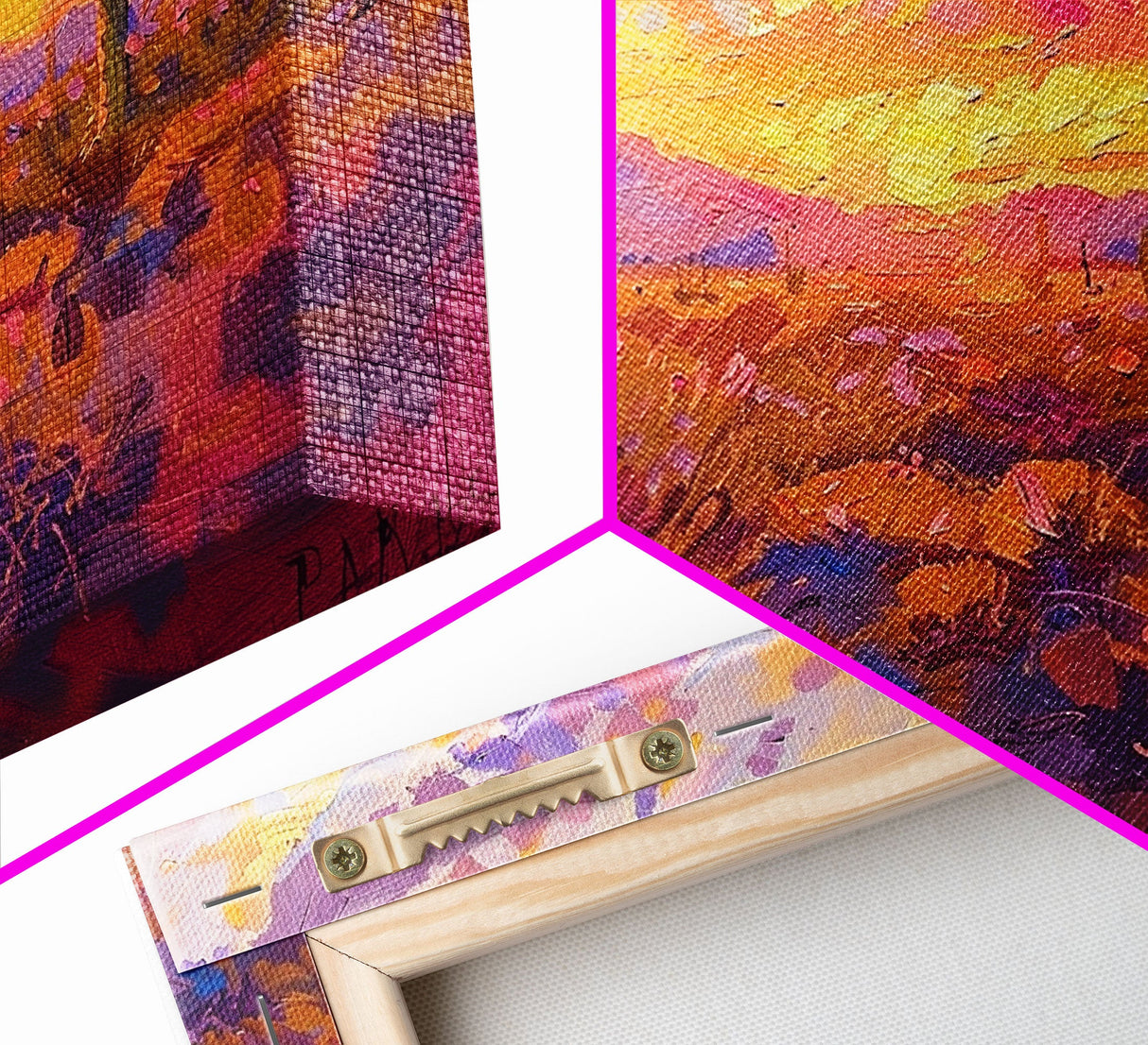 Desert Cactus Sunset Painting Framed Canvas Print, Western Decor, Southwest Wall Art, Arizona Painting, Landscape Painting, Farmhouse Decor