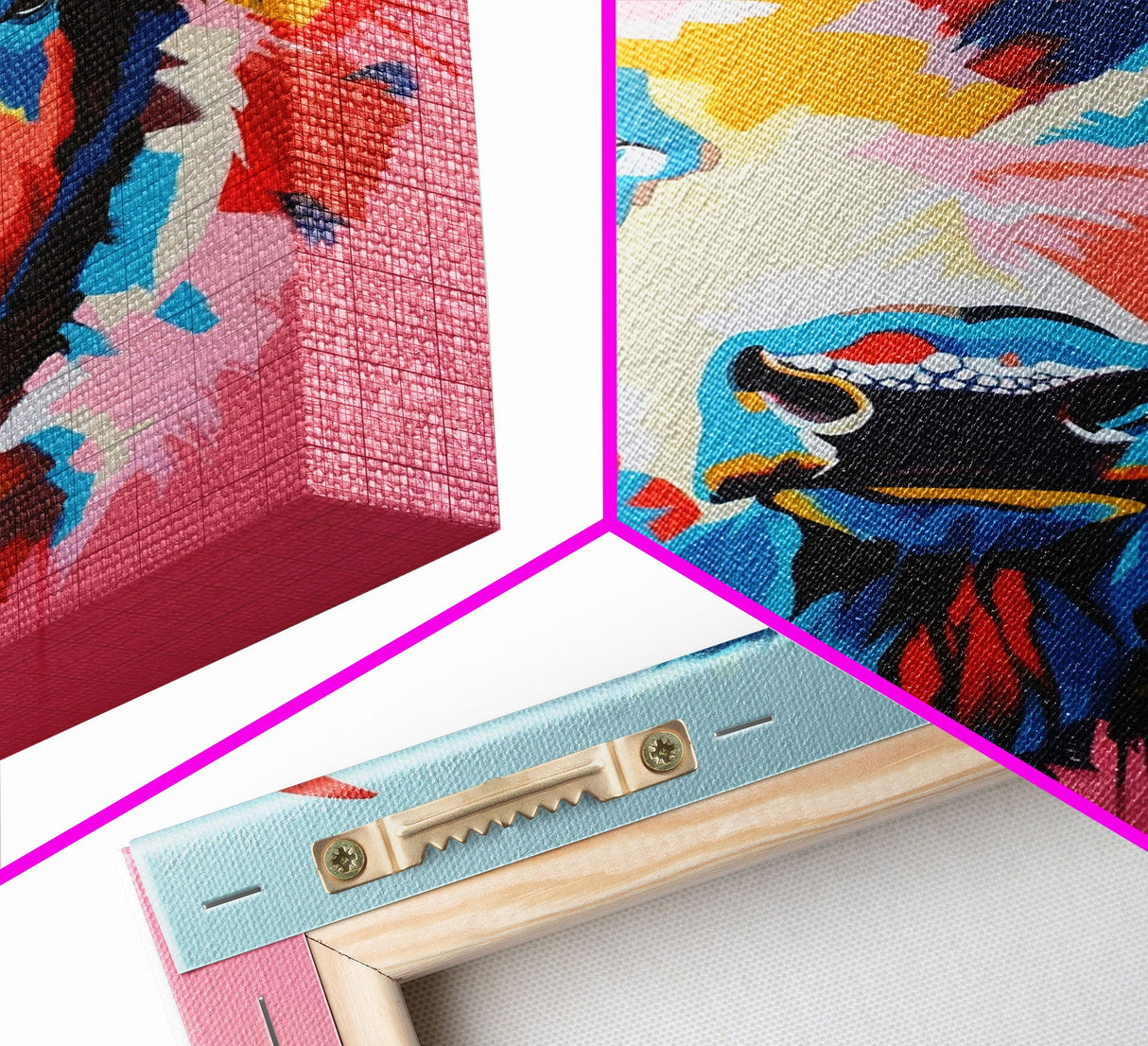 Colorful Bison Head in Pop Art Style - Framed Canvas Print, Animal Decor, Bison Art for Bedroom, Vibrant Wall Art for Living Room