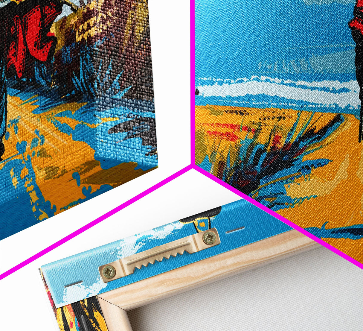 Cowboy Walking Down Desert Road, Perfect Minimalist Art, Framed Canvas Print, Boho Living Room Decor, Western Home Decoration