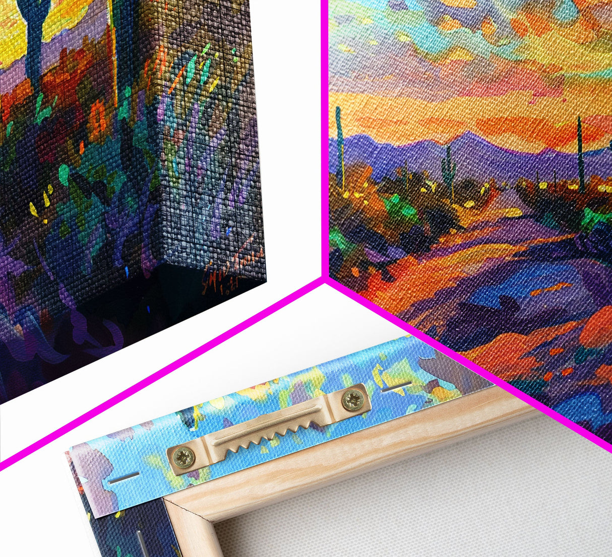 Majestic Desert Sunset Over Mountains, Framed Canvas Print for Bedroom Art, Ideal for Southwestern and Boho Decor