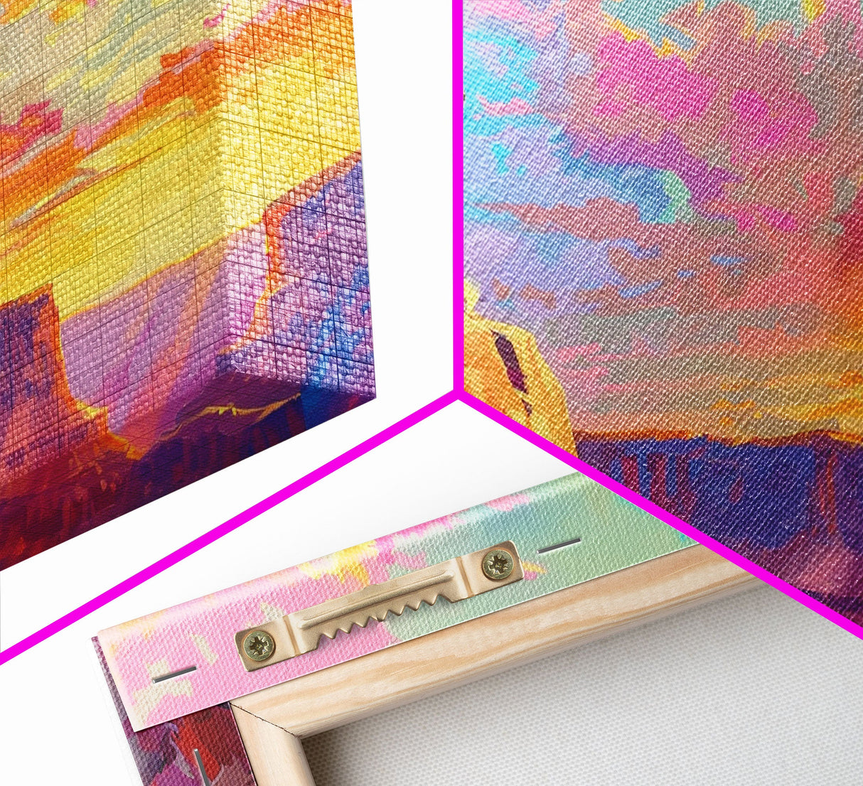 Cowboy Watching Sunset Over Canyon, Farmhouse Style Framed Canvas Print for Living Room Wall Art, Vibrant Home Decor, Western Landscape