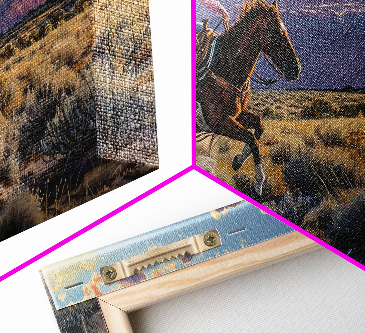 Cowgirl Galloping Across Desert Landscape, Vibrant Framed Canvas Print, Perfect for Living Room Art, Western Bedroom Decor, Desert Wall Art