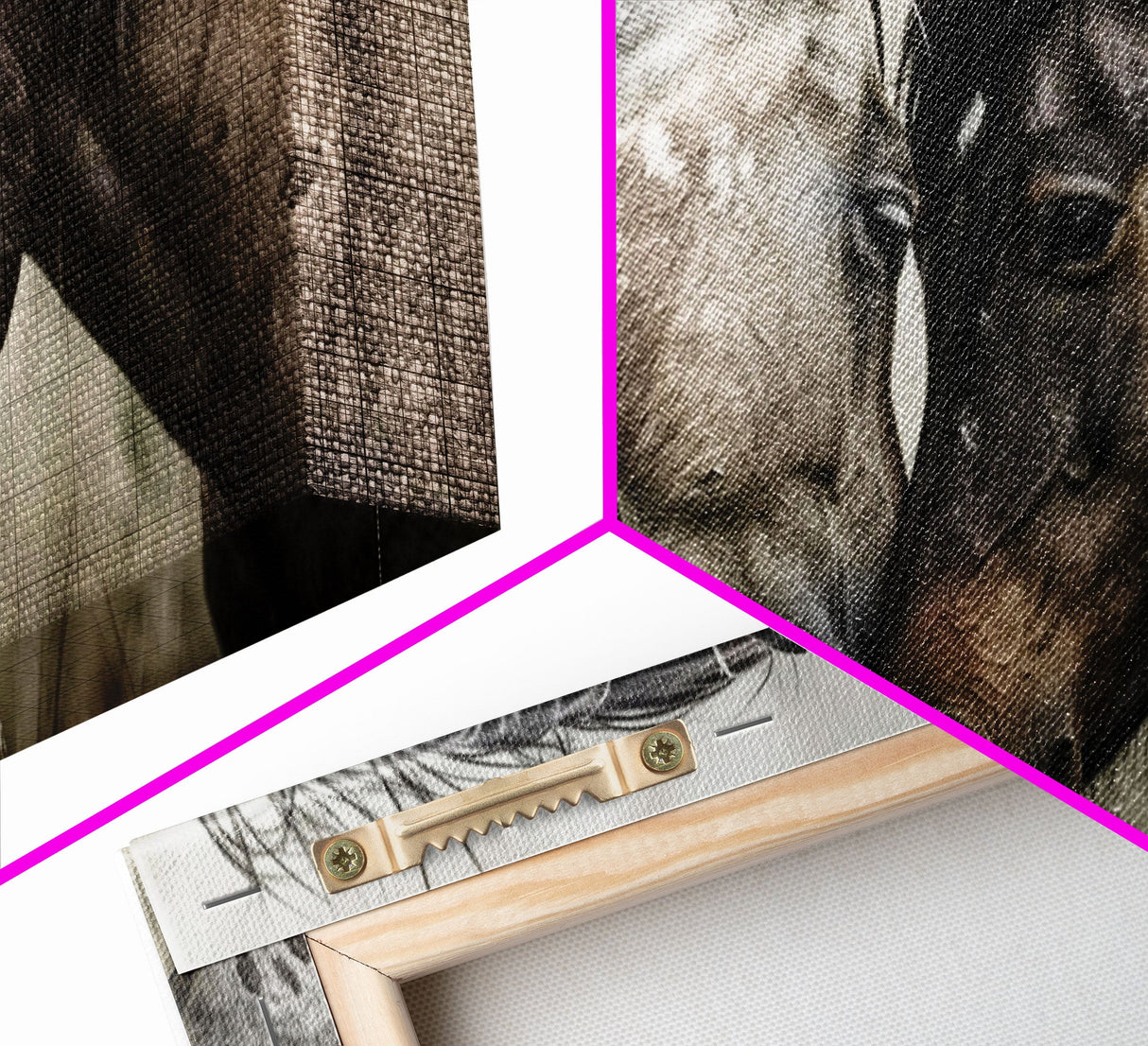 Heartfelt Connection of Two Horses, Ideal for Living Room Art, Framed Canvas Print, Bedroom Decor, Home Decoration, Animal Lover Gift