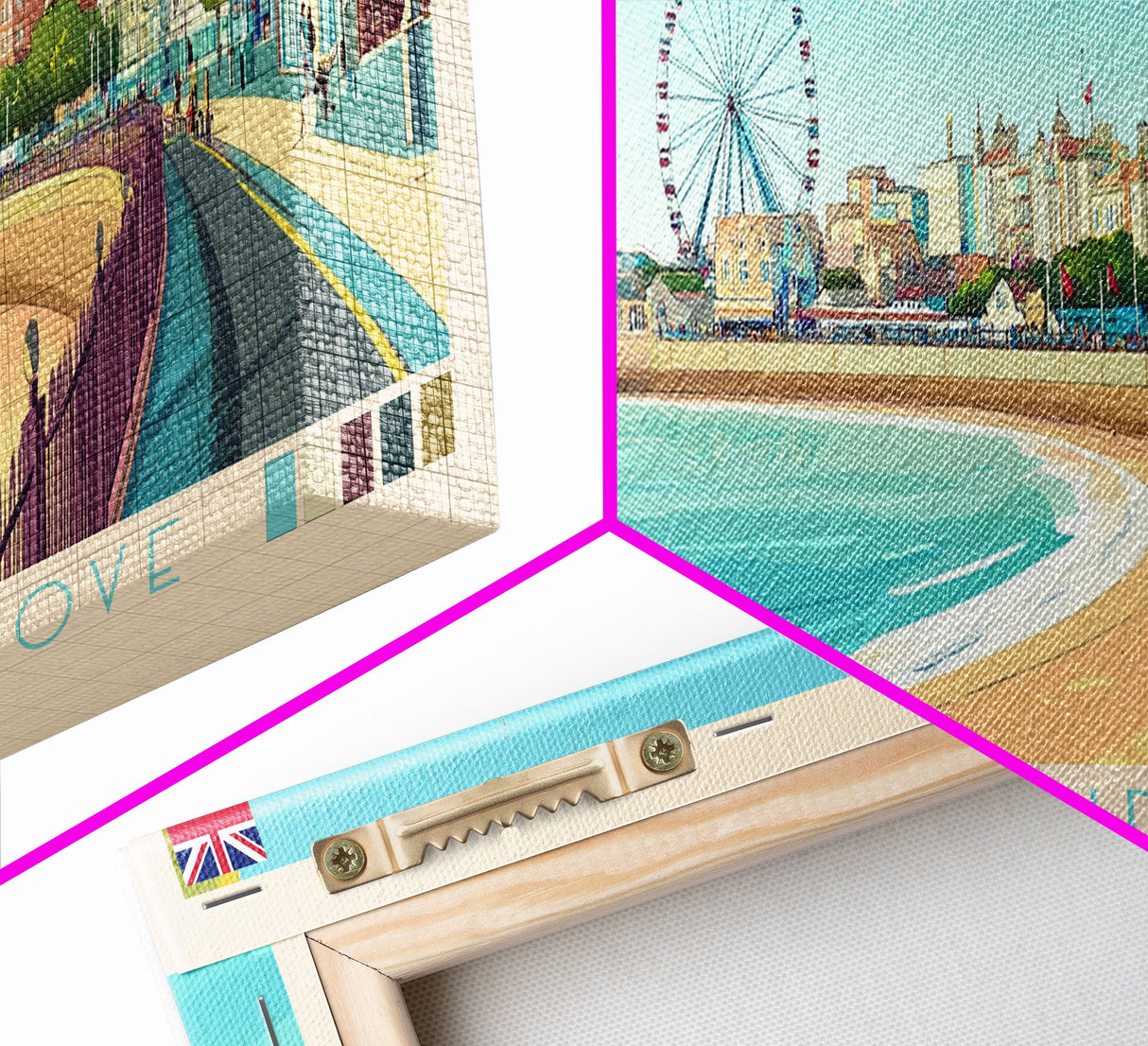 Brighton and Hove, England Travel Poster Panoramic Canvas Print, Brighton and Hove, England Painting, England Art, Brighton and Hove Travel Art, Guest Room Painting