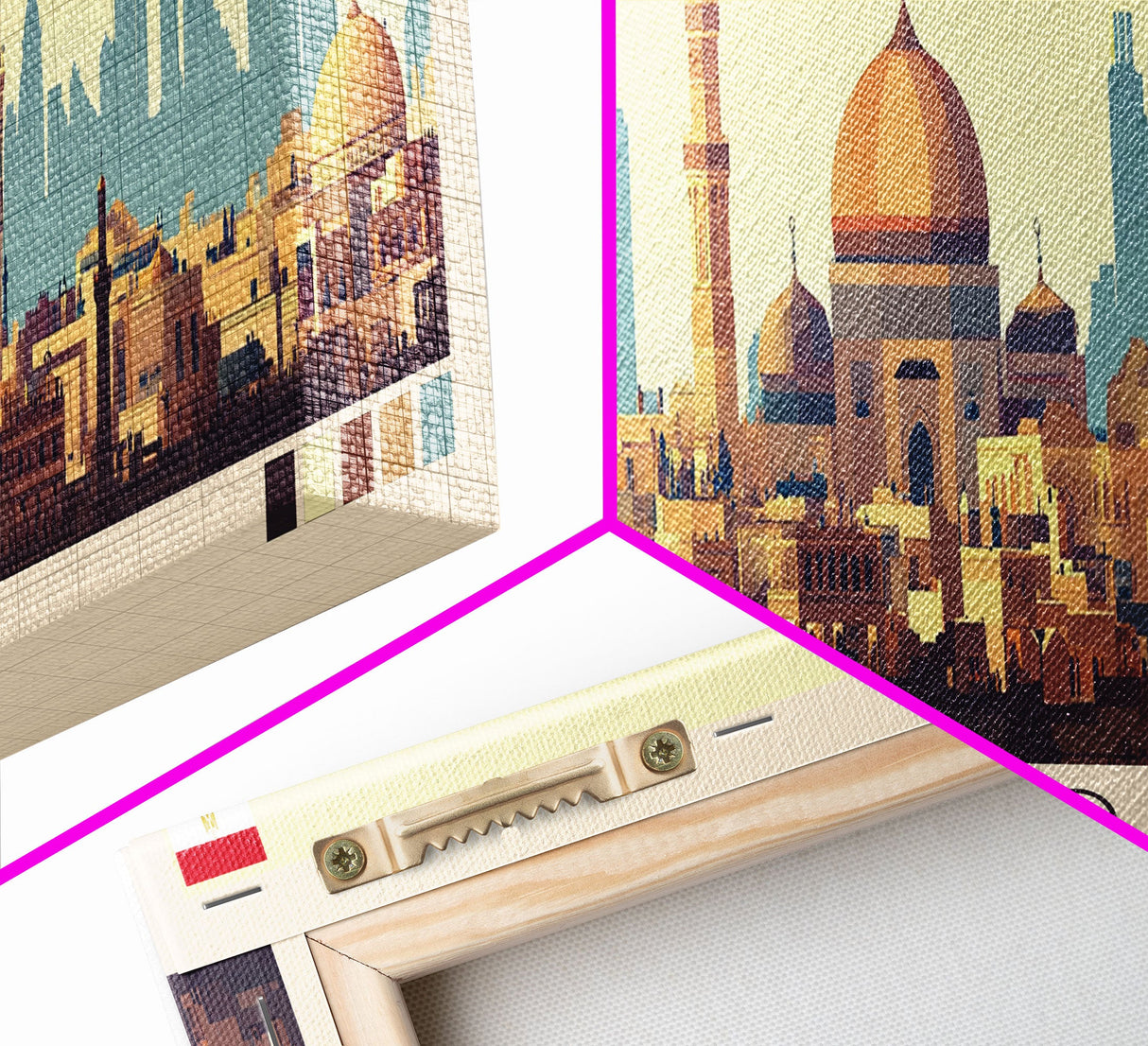 Cairo, Egypt Panoramic Travel Poster Canvas Print, Cairo, Egypt Painting, Egypt Art, Cairo Panoramic Travel Art, Travel Painting