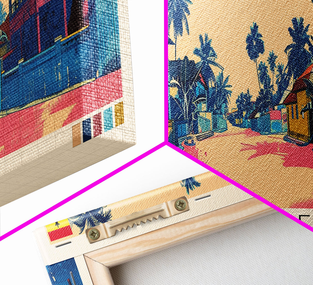 Teshie, Ghana Panoramic Canvas Print, Teshie, Ghana Painting, Ghana Art, Teshie Travel Poster, Travel Art, Living Room Painting