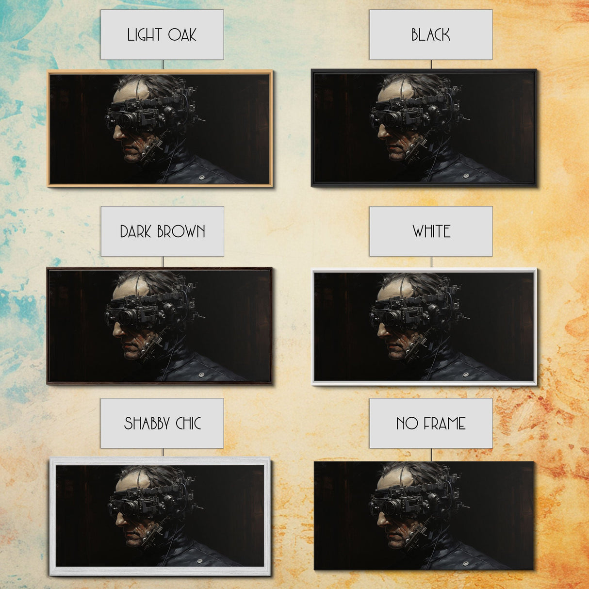 Victorian Steampunk Cyborg, Framed Canvas Print, Horror Prints, Halloween Wall Art, Halloween Themed Decor