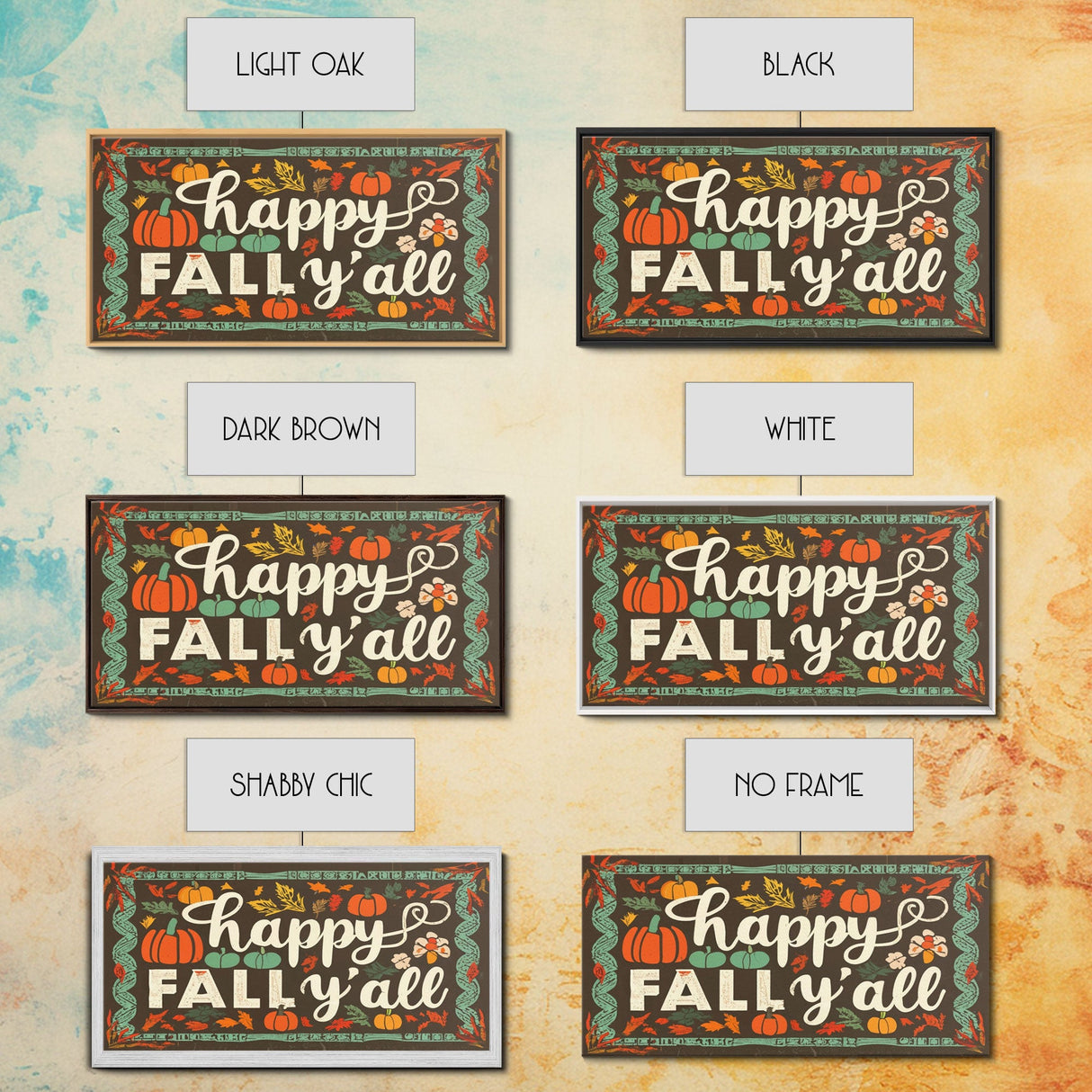 Happy Fall Y'all Typography Art, Rustic Farmhouse Decor, Framed Canvas Print, Canvas Sign, Fall Sign, Thanksgiving Sign Primitive Wall Art