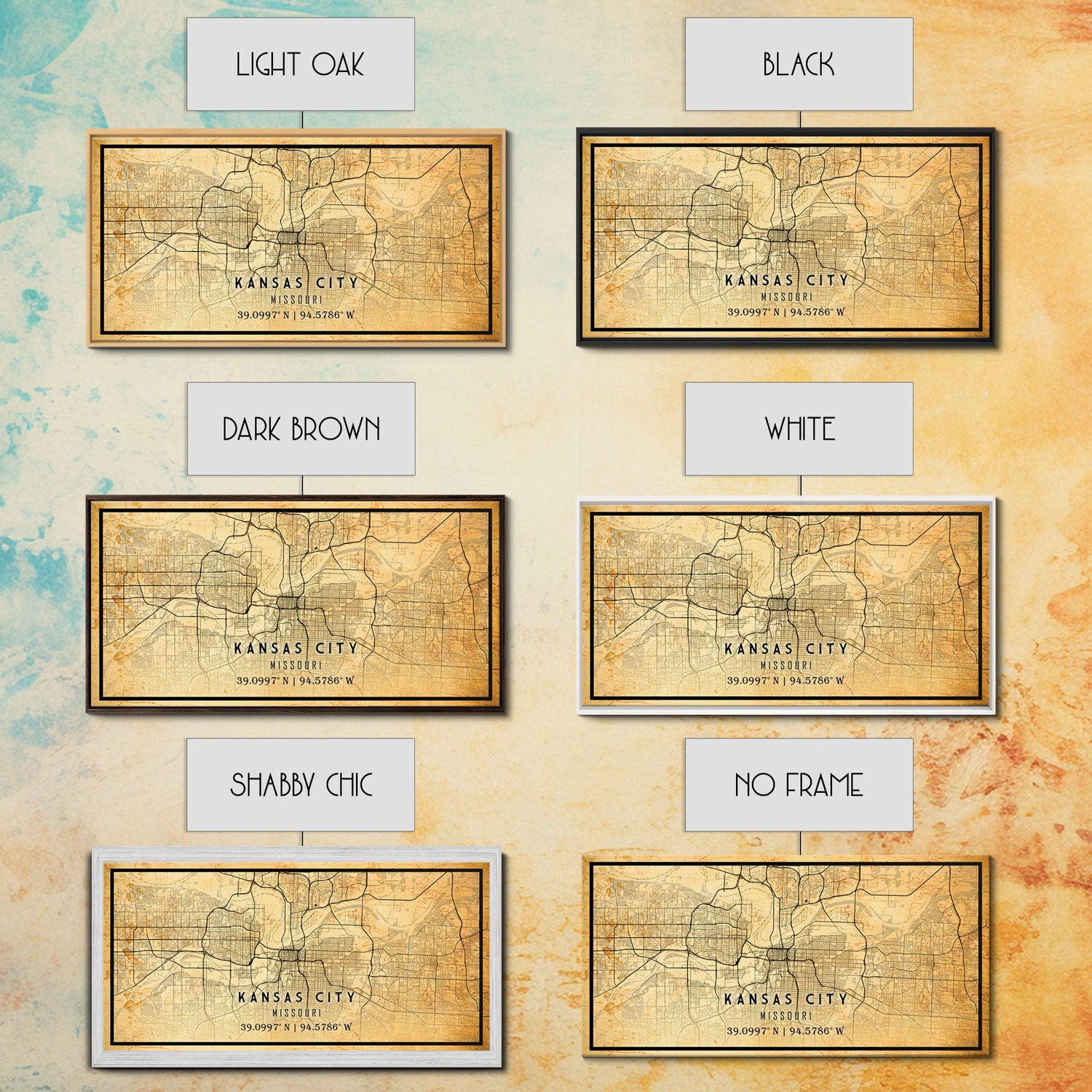 Kansas City Panoramic Map Print, Kansas Gifts, Map of Kansas City, Kansas City Missouri, Map Wall Art, Cool Office Wall Art For Him